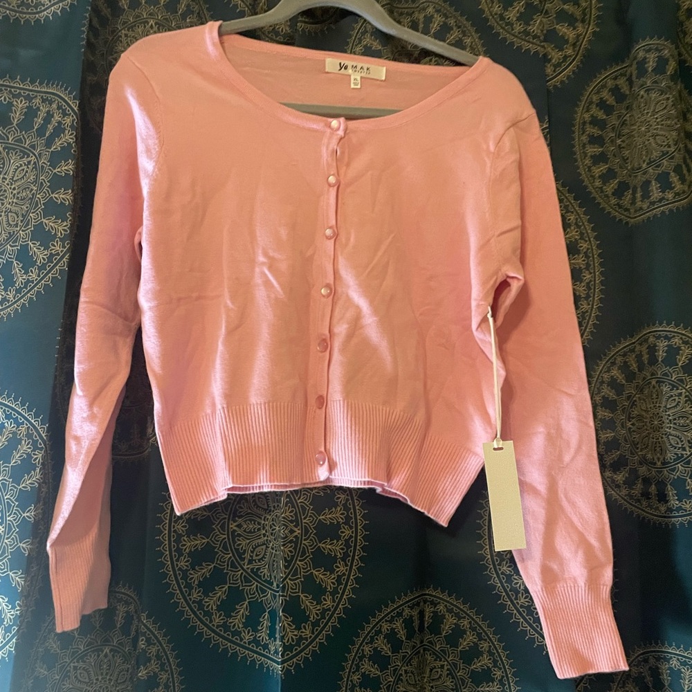 Light Pink Cropped Cardigan